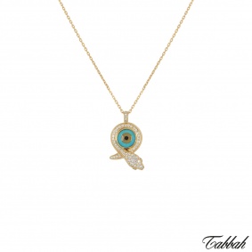 Tabbah Yellow Gold Eye Snake Diamond Pendant